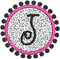 Medium applique preppy circle & dots frame with a J from our #137 Bold Curly Font set.