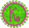 Small applique preppy circle & dots frame with a K from our #340 Doodle Font set.