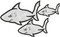 Picture of all 3 Applique Sharks included in this set