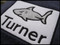Picture of Applique Shark layered on a rectangle applique frame, stitched on a beach towel - Font is not included in this set.