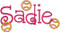 Example above was made with the our #340 Doodle Font set to spell Sadie and our large tennis balls with outline from this set.