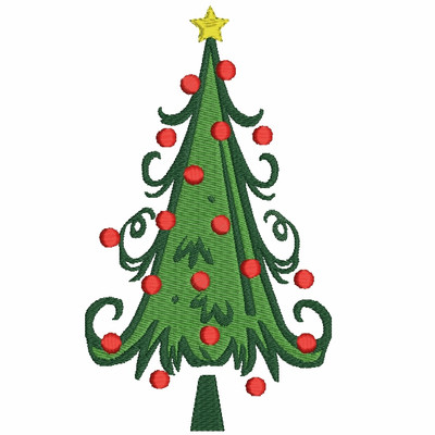 Swirly and Heart Christmas Tree Machine Embroidery Designs