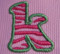 Close-up picture of the "k" from our #359 Zebra Filled Font [no font is included in this set].