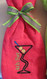 Hot Pink towel without grommets stitched with our #454 Tennis Martini with curved stem embroidery designs