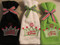 Black, White & Lime Green towels without grommets stitched with our #106 Tennis Diva design