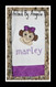 Stitched example from customer with lowercase letters to spell "marley" from our #311 Swirly Dots Font.