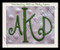 Example stitched is our No 1344 Swirly 3 Letter Monogram Machine Embroidery Designs 3 inch and 1.7 inch high