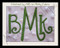 Example stitched is our No 1344 Swirly 3 Letter Monogram Machine Embroidery Designs 3 inch and 1.7 inch high