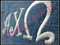 Close-up of sample stitched on denim