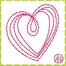 No 581 Teeny Hand Drawn Triple Stitch Hearts Machine Embroidery Designs