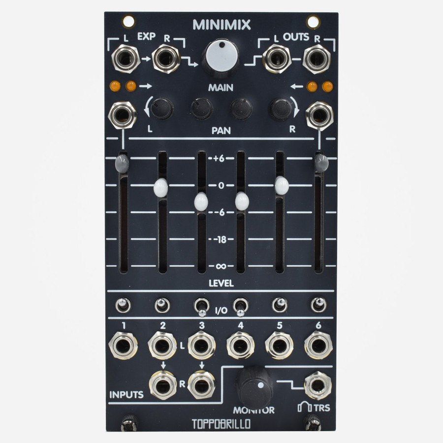 Toppobrillo MINIMIX (Black) Eurorack Compact Expandable 6-Channel Stereo Mixer with Mutes and Headphone Output