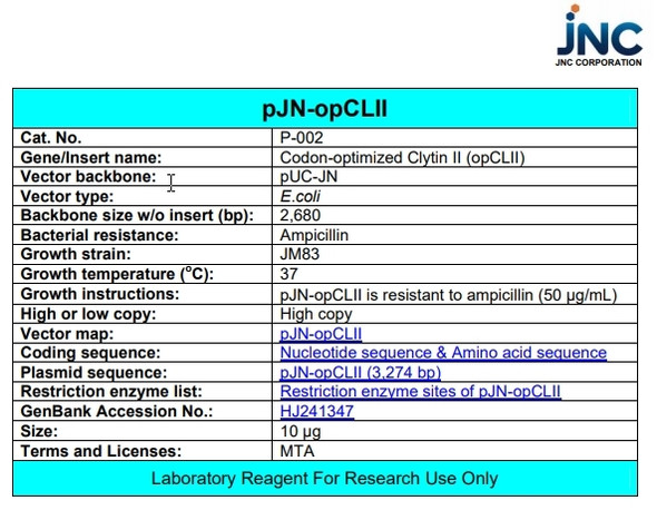 pJN-opCLII (Codon-optimized Clytin II)