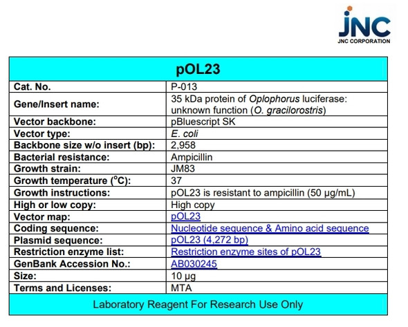 pOL23 (35 kDa protein of Oplophourus luciferase: Unknown protein)