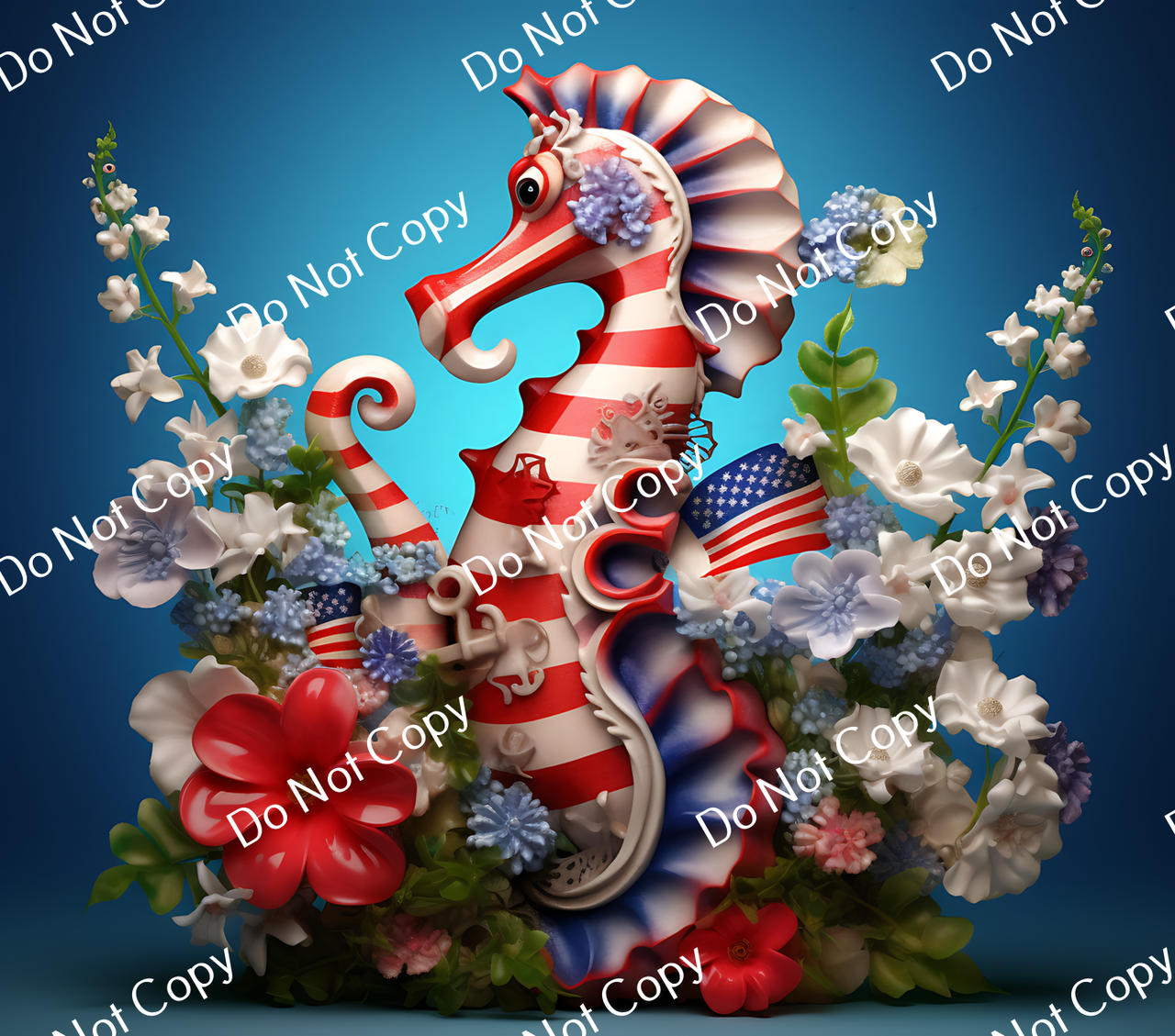 ColorSplash Ultra Tumbler Wraps| 3D Patriotic Seahorse CF 1