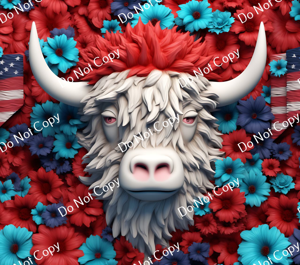 ColorSplash Ultra Tumbler Wraps| 3D Patriotic Highland Cow CF 12