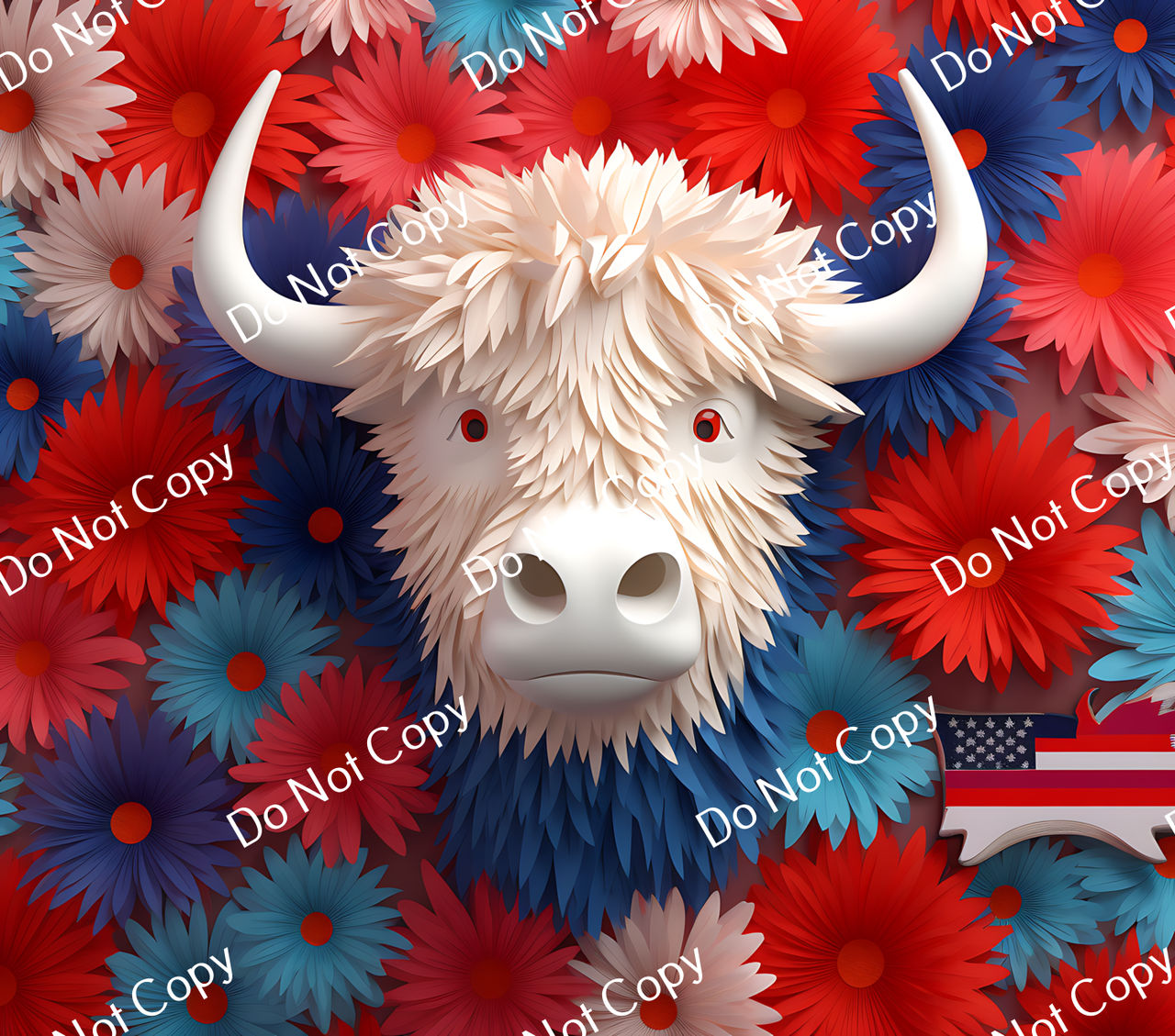 ColorSplash Ultra Tumbler Wraps| 3D Patriotic Highland Cow CF 11