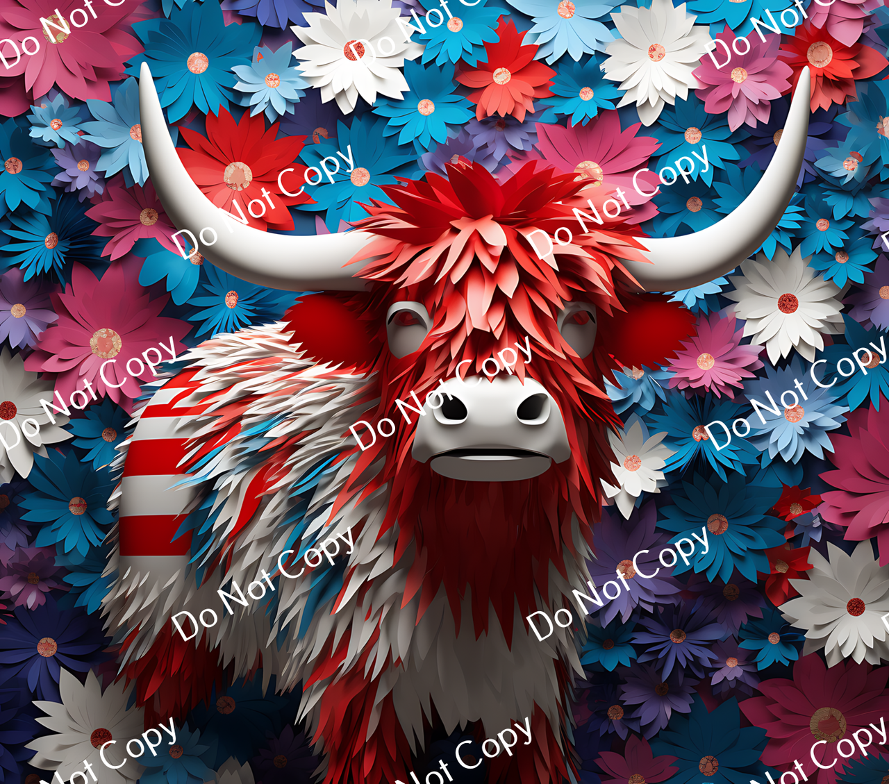 ColorSplash Ultra Tumbler Wraps| 3D Patriotic Highland Cow CF 9