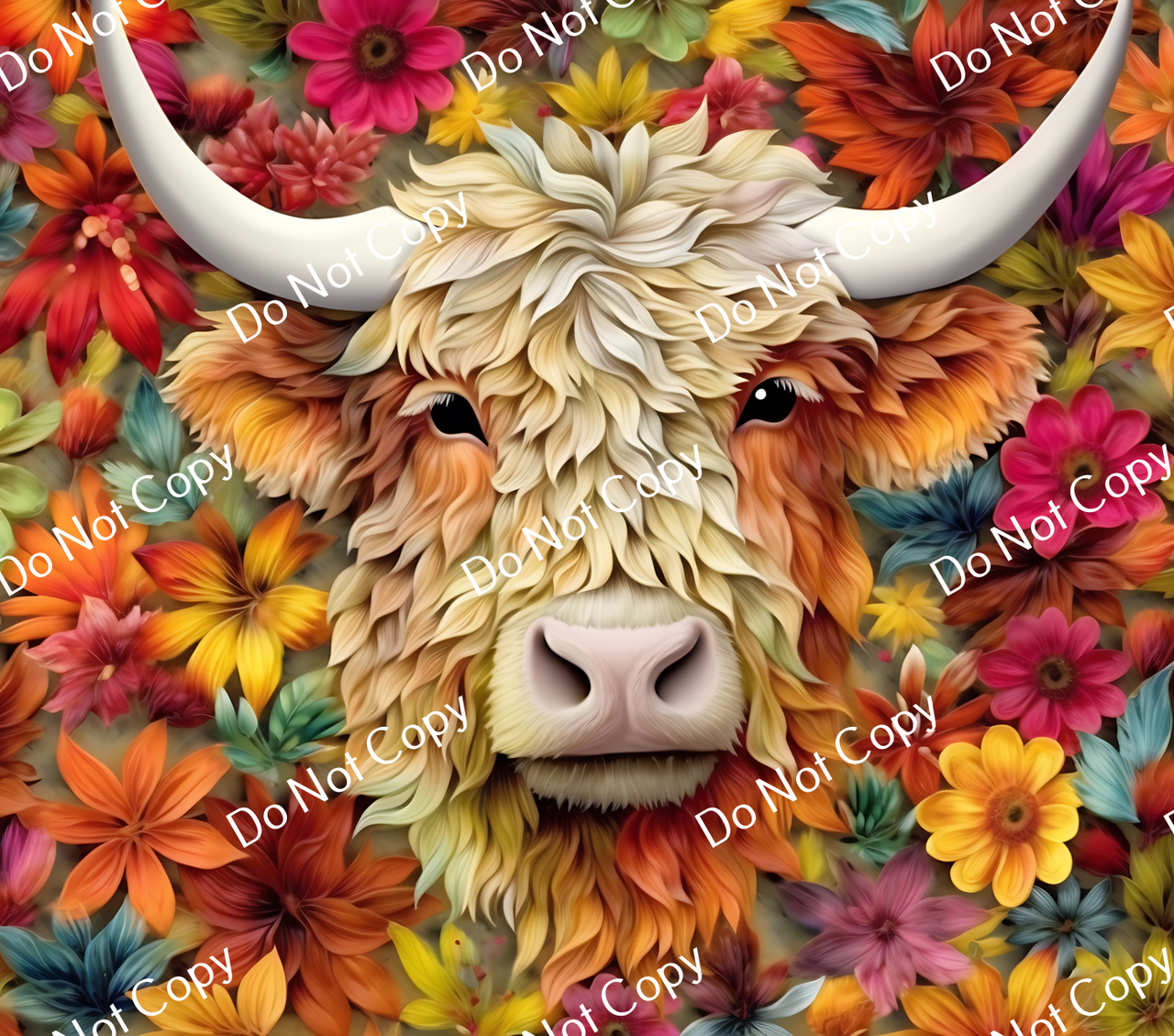Highland Cow Valentine ready to press sublimation iron on transfer