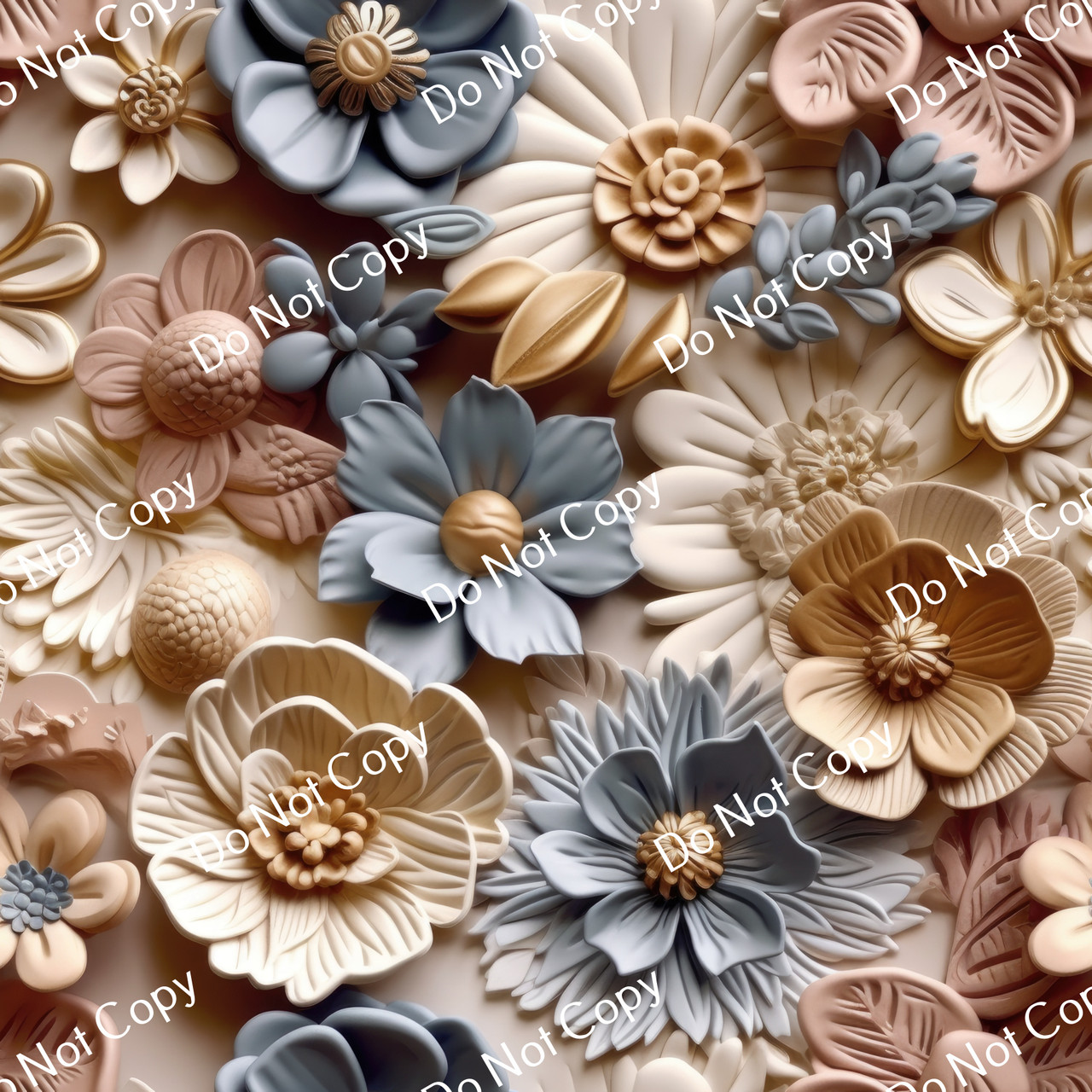 Printed Pattern Vinyl | 3D Gold Flowers 8