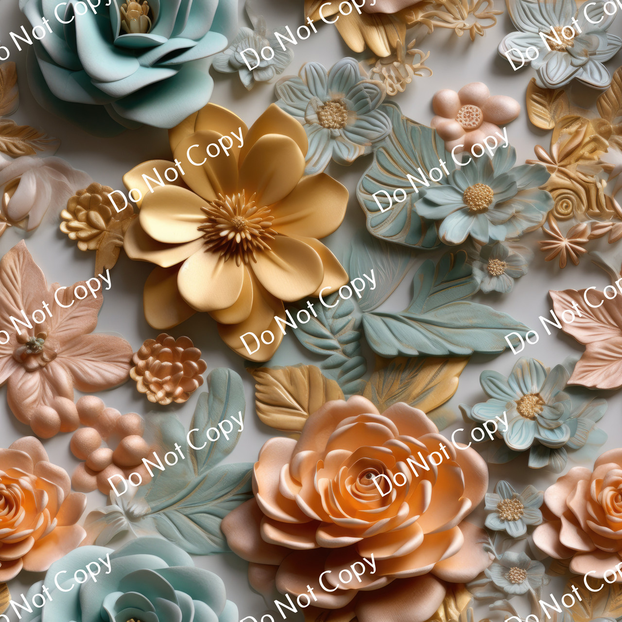 Printed Pattern Vinyl | 3D Gold Flowers 3