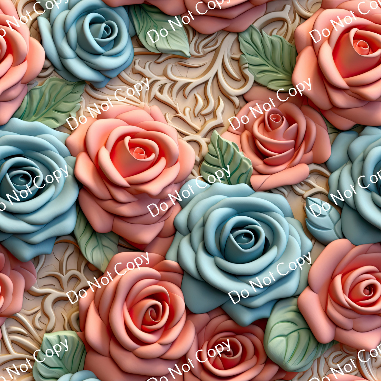 Printed Pattern Vinyl | 3D Roses 4