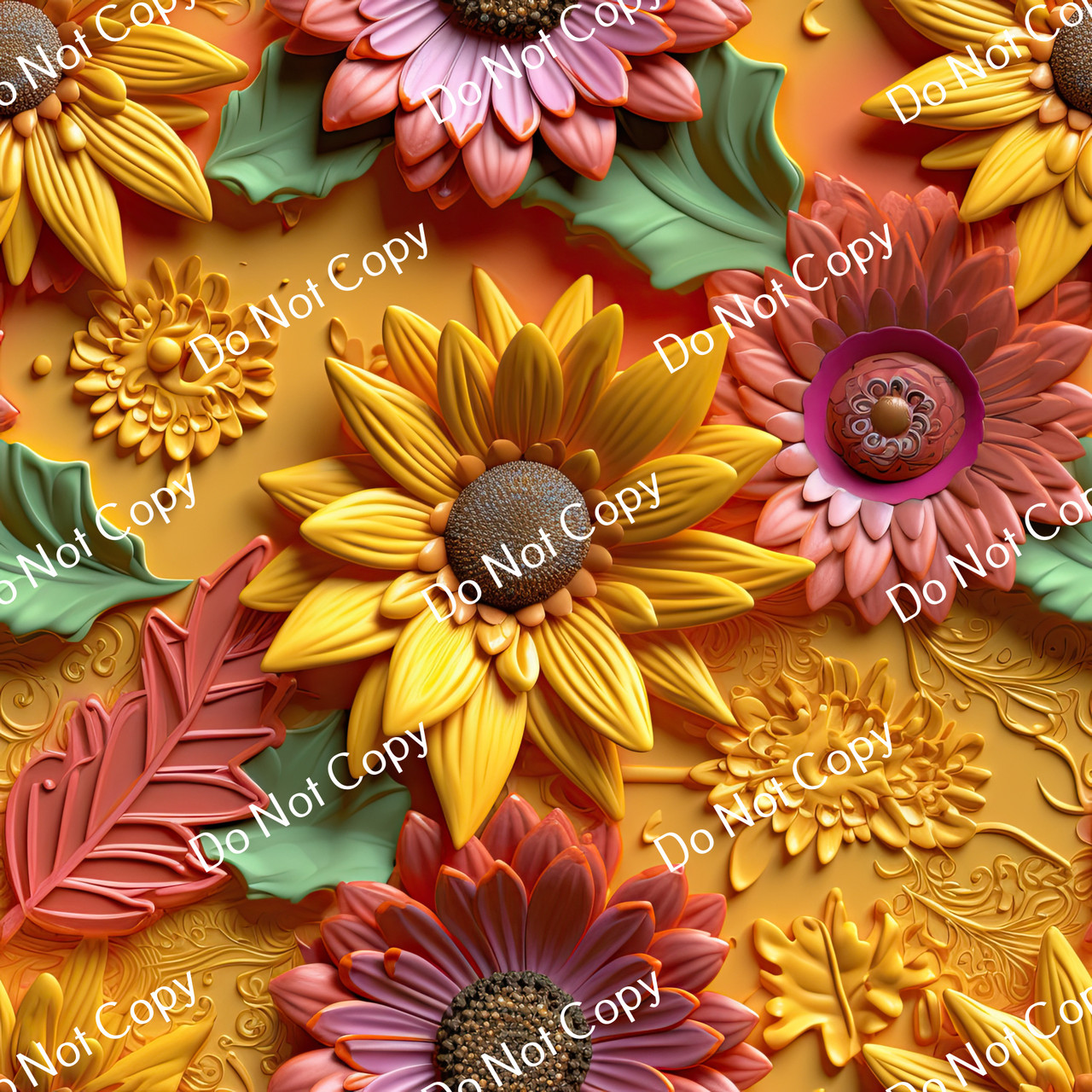 Printed Pattern Vinyl | 3D Sunflowers 5