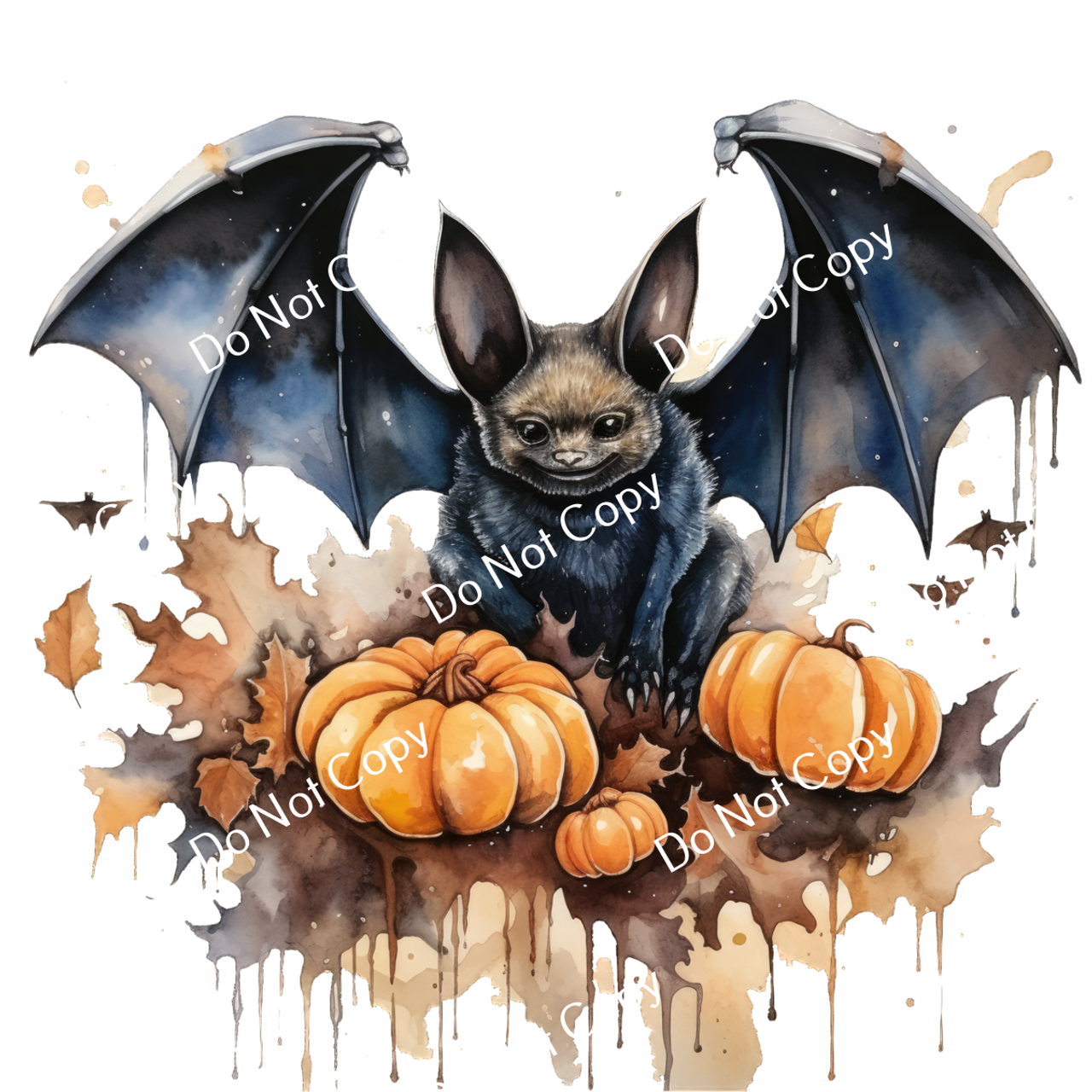 ColorSplash Ultra | Watercolor Bat and Pumpkins