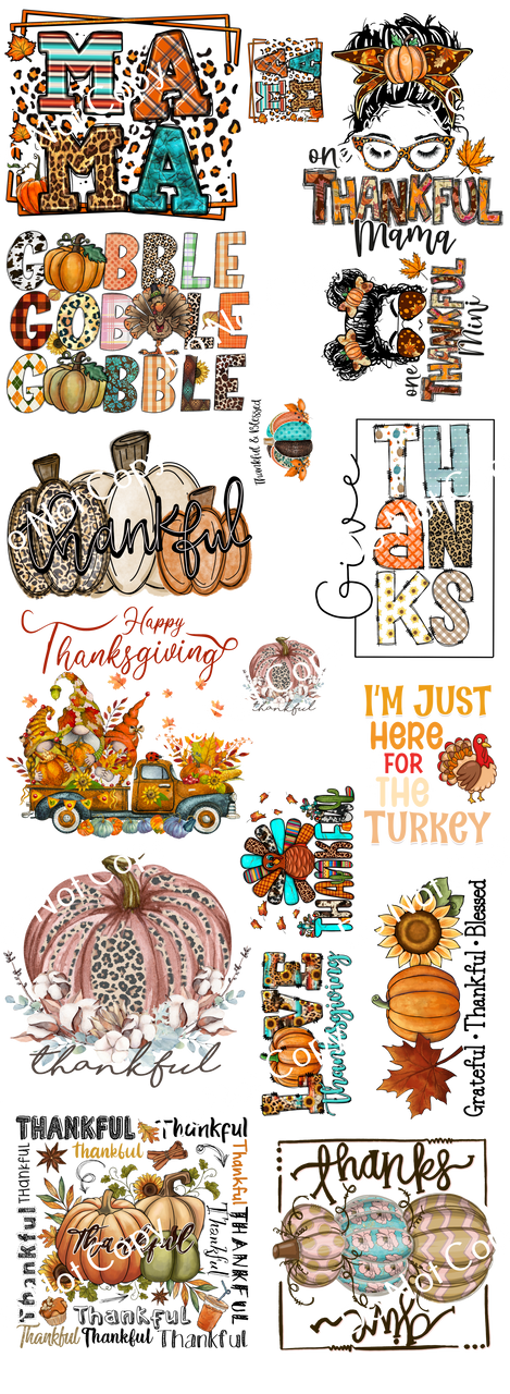 ColorSplash Ultra Gang Sheets | Thanksgiving Gang Sheet 1