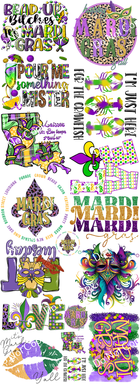 ColorSplash Ultra Gang Sheets | Mardi Gras Gang Sheet 2