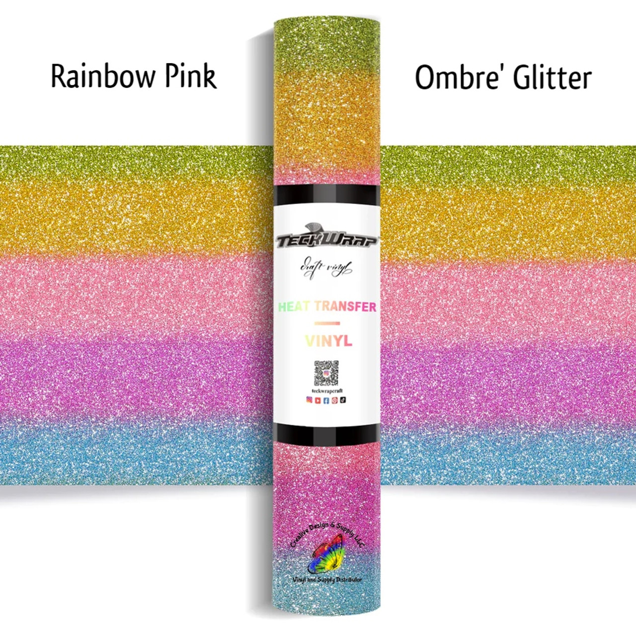 Teckwrap Ombre' Glitter HTV | Rainbow Pink