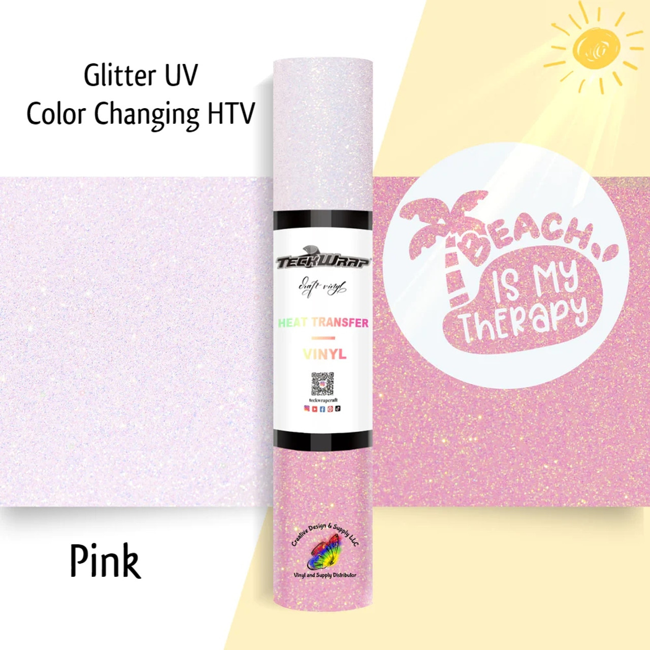 Teckwrap Glitter UV Color Changing HTV | Pink