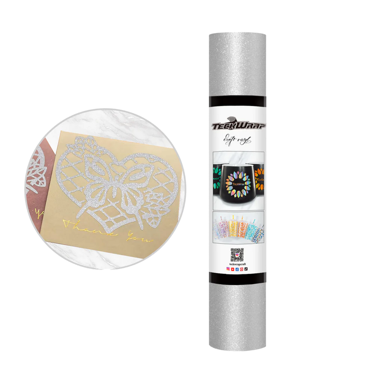 Teckwrap Glitter Adhesive Vinyl | Silver