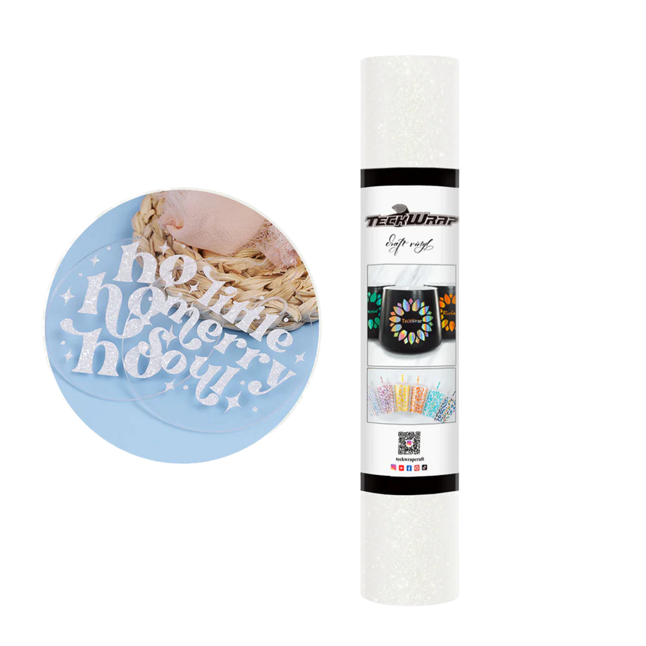 Teckwrap Glitter Adhesive Vinyl | White