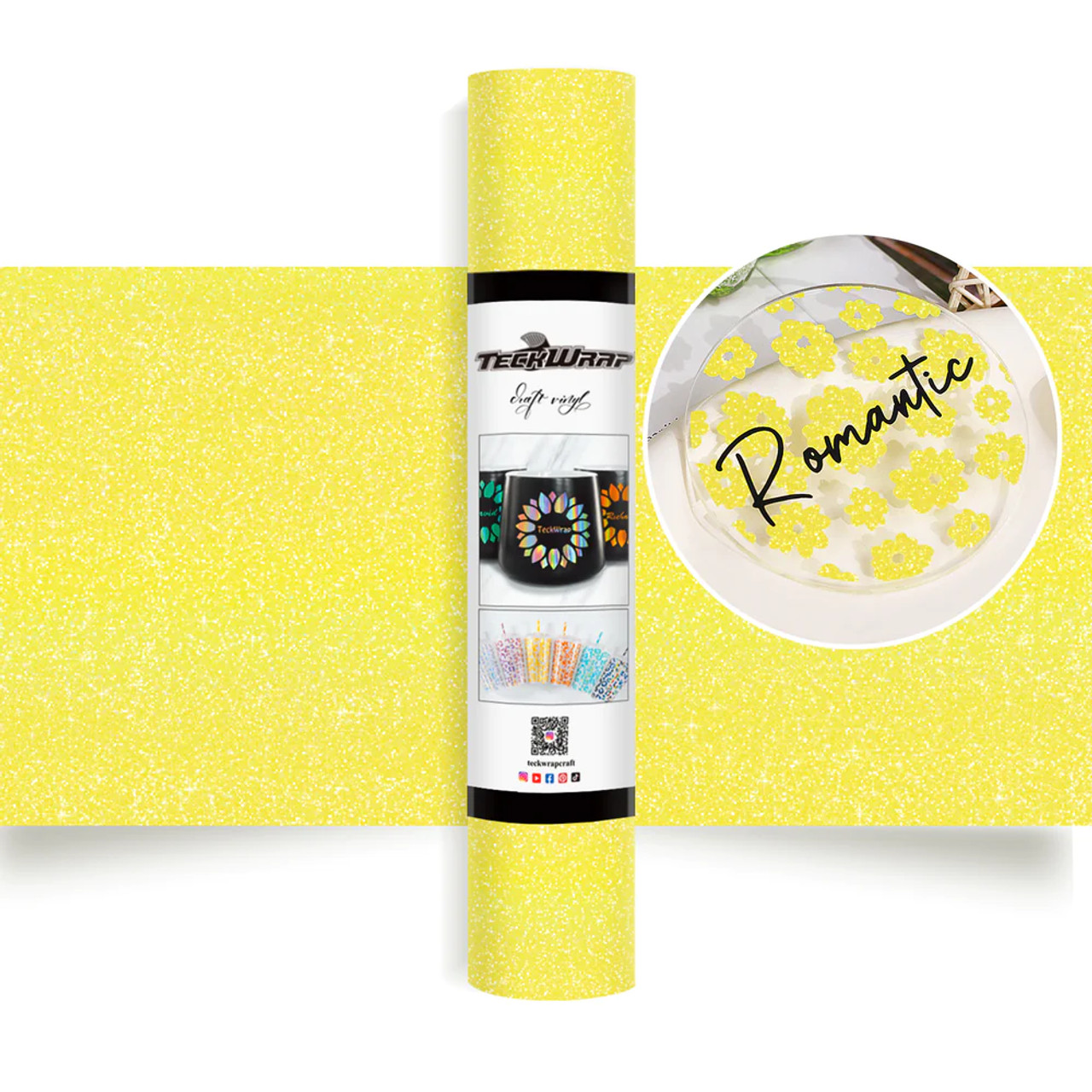 Teckwrap Colorful Glitter Adhesive Craft Vinyl | Lemon
