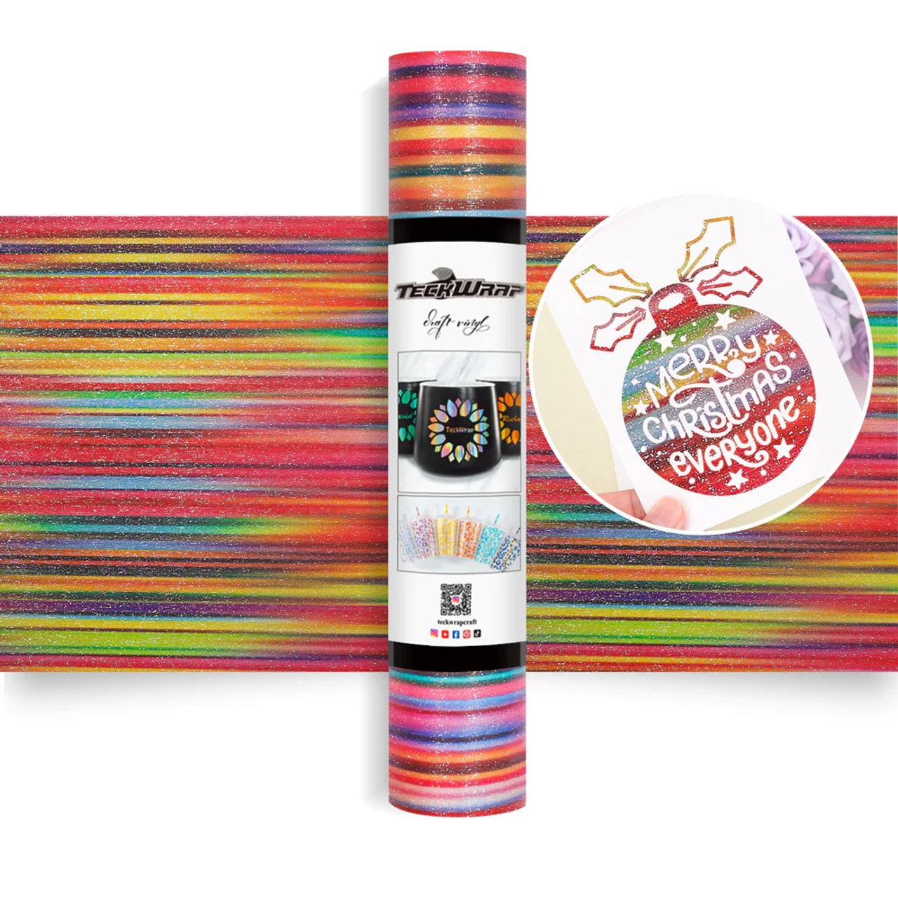 Teckwrap Glitter Brush Adhesive Vinyl | Serape Rainbow