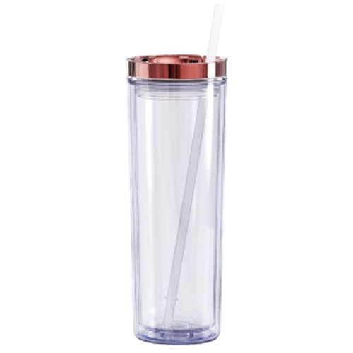 CDS Drinkware Blanks | Clear Rose Gold Skinny Tumbler