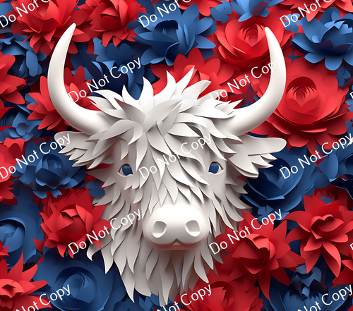 ColorSplash Ultra Tumbler Wraps| 3D Patriotic Highland Cow CF 7