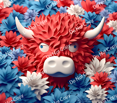 ColorSplash Ultra Tumbler Wraps| 3D Patriotic Highland Cow CF 6