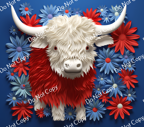 ColorSplash Ultra Tumbler Wraps| 3D Patriotic Highland Cow CF 2
