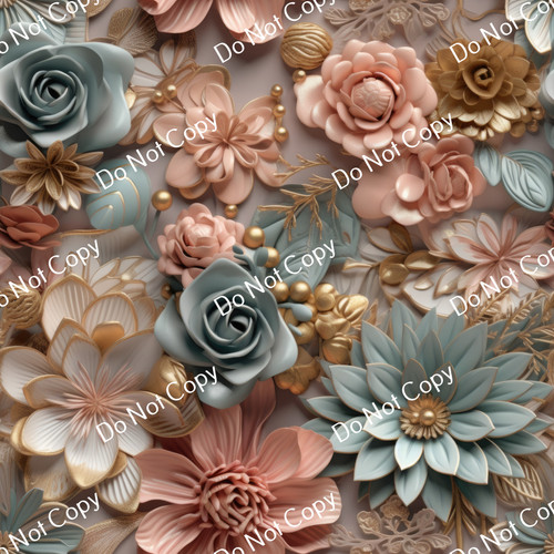 Printed Pattern Vinyl | 3D Gold Flowers 9