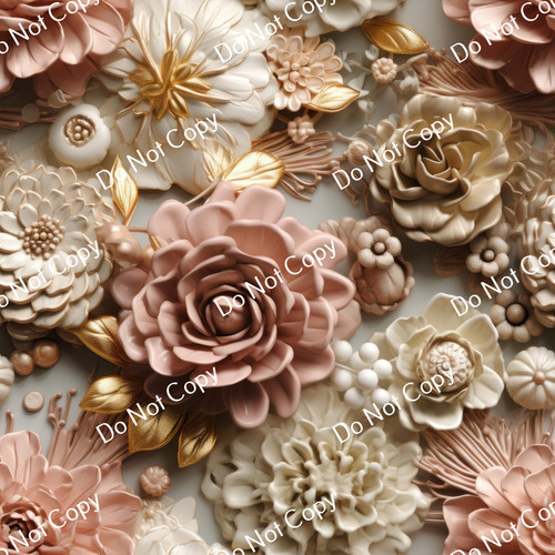 Printed Pattern Vinyl | 3D Gold Flowers 5