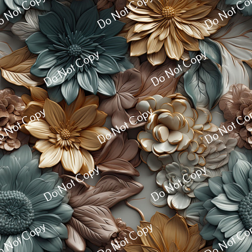 Printed Pattern Vinyl | 3D Gold Flowers 4