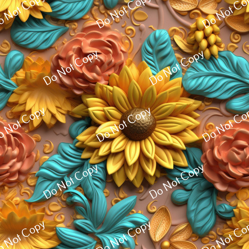 Printed Pattern Vinyl | 3D Sunflowers 4