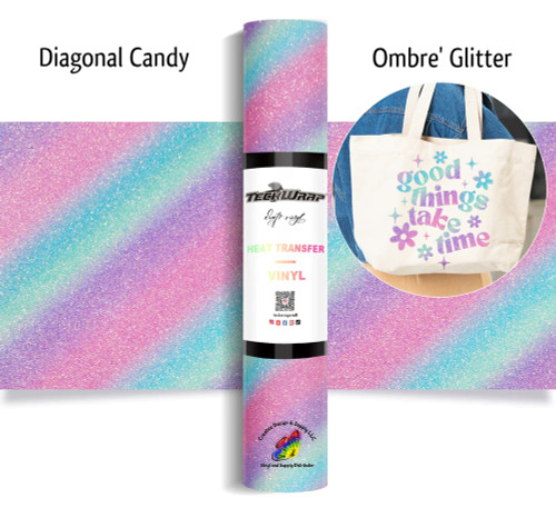 Teckwrap Ombre' Glitter HTV | Diagonal Candy