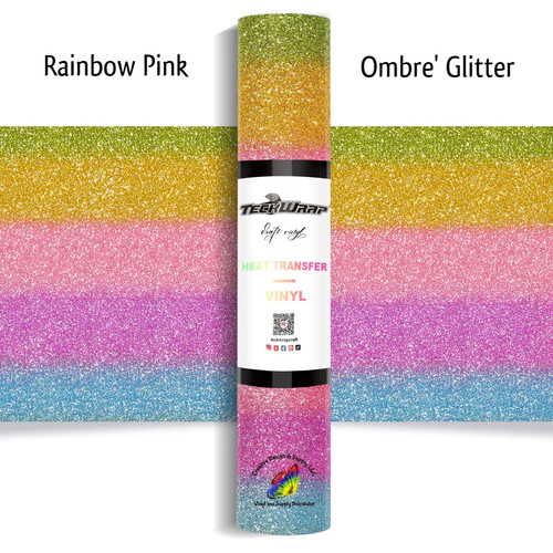 Teckwrap Ombre' Glitter HTV | Rainbow Pink