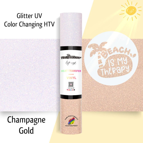 Teckwrap Glitter UV Color Changing HTV | Champagne Gold