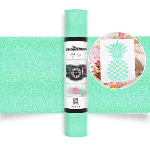 Teckwrap Colorful Glitter Adhesive Craft Vinyl | Mint