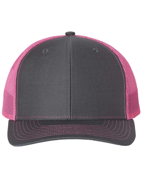 Richardson 112 Snapback Trucker Cap | Charcoal Neon Pink