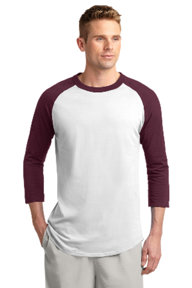 W/Maroon ST 3/4 Sleeve