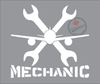 Aircraft Mechanic Wrench Vinyl Decal - White